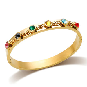 Colorful CZ Chain Link Bangle Bracelet for Women