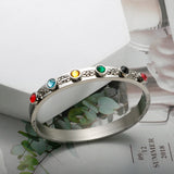 Colorful CZ Chain Link Bangle Bracelet for Women