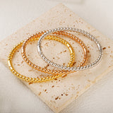 Stainless Steel Twist Ball Bead Bracelet Bangle for Women