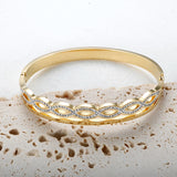 Zircon Infinity Bangle Women Stainless Steel Hollow Cross Bracelet
