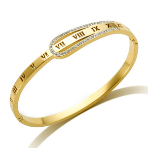Stainless Steel Crystal Zipper Bangle Bracelet