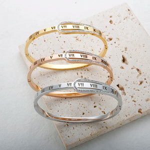 Stainless Steel Crystal Zipper Bangle Bracelet