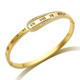Stainless Steel Crystal Zipper Bangle Bracelet