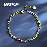 Multiple CZ Bracelets Plated Stainless Steel Cuban Chain Bracelet