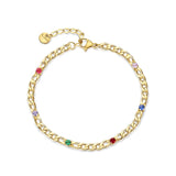 Multiple CZ Bracelets Plated Stainless Steel Cuban Chain Bracelet