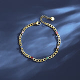 Multiple CZ Bracelets Plated Stainless Steel Cuban Chain Bracelet