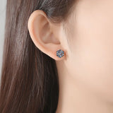 Cubic Zirconia Stud Earrings Hip Hop Punk Push Back Round Jewelry