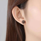 Cubic Zirconia Stud Earrings Hip Hop Punk Push Back Round Jewelry