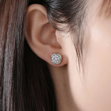 Cubic Zirconia Stud Earrings Hip Hop Punk Push Back Round Jewelry