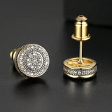 Cubic Zirconia Stud Earrings Hip Hop Punk Push Back Round Jewelry