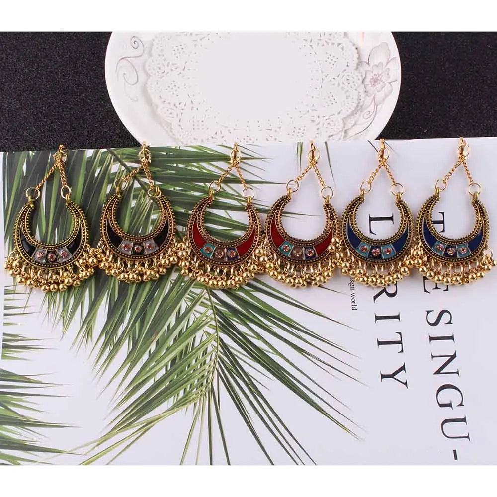 Boho Clip on Earrings Women Vintage Long Earrings Bohemian Clip