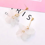 Summer Pearl Clip Earrings, Sweet Flower Brincos