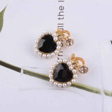 Charm Pearl Love Heart Clip Earrings for Women