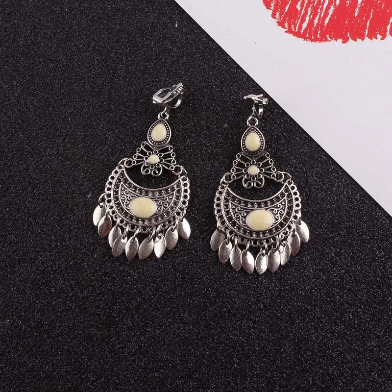 Vintage Clip on Earrings Ethnic Jewelry for Women