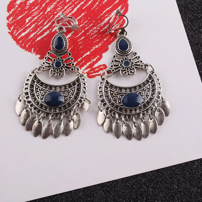 Vintage Clip on Earrings Ethnic Jewelry for Women