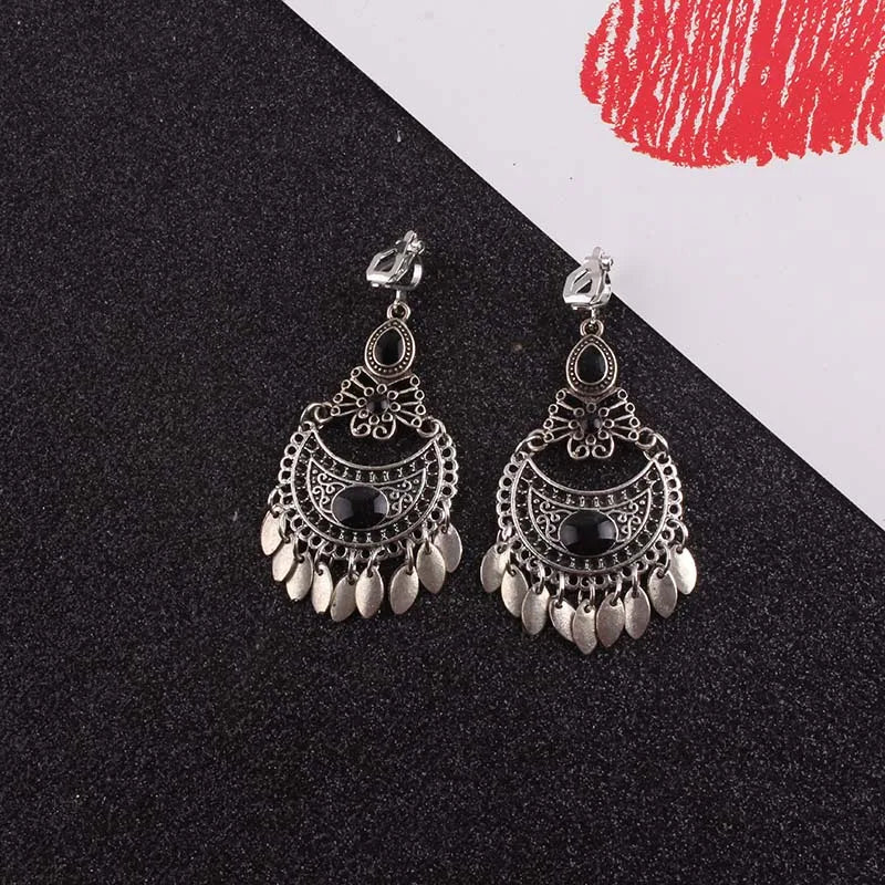 Vintage Clip on Earrings Ethnic Jewelry for Women