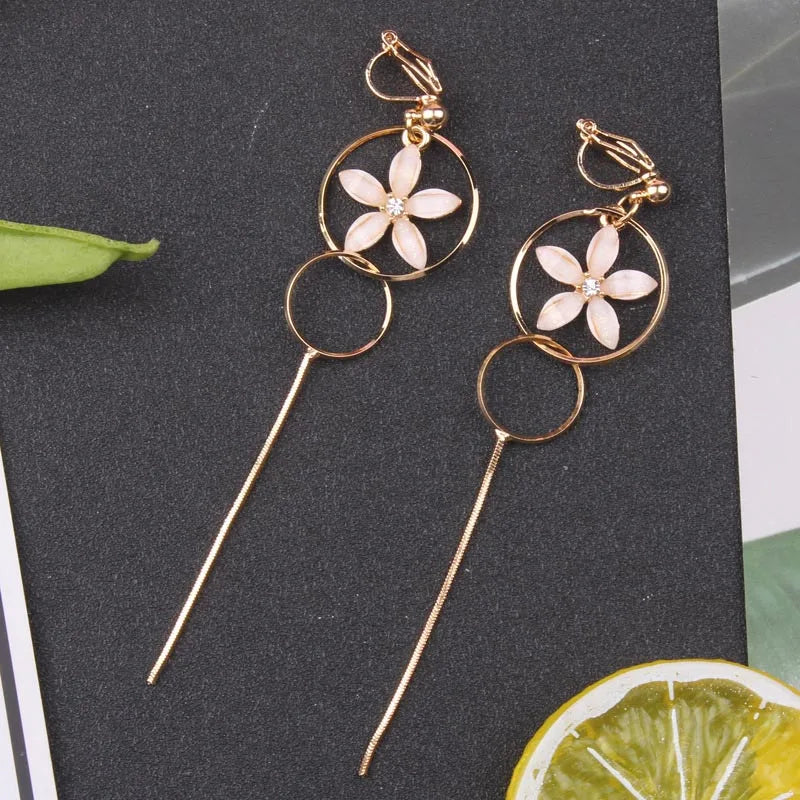 Long Style Clip On Earrings for Women, Personality Jewelry