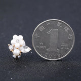 Korea Zircon Flower Clip-On Earrings Crystal Rhinestone Wedding Jewelry