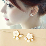 Korea Zircon Flower Clip-On Earrings Crystal Rhinestone Wedding Jewelry