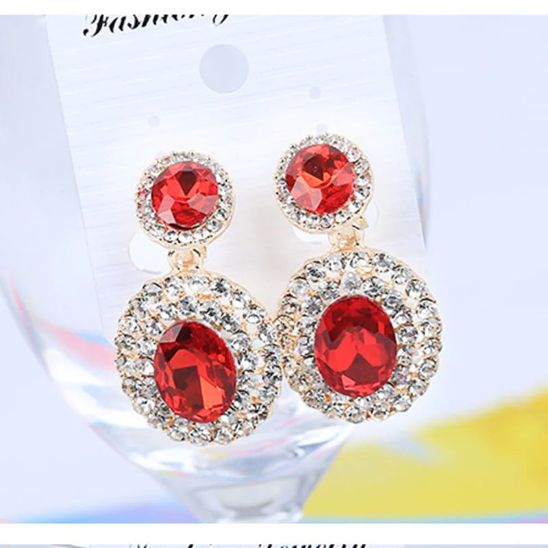 Rhinestone Statement Clip-on Earrings Crystal Ear Clip Jewelry