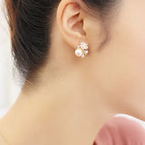 Flower Women's Pearl Earrings Clips Crystal Ear Clip