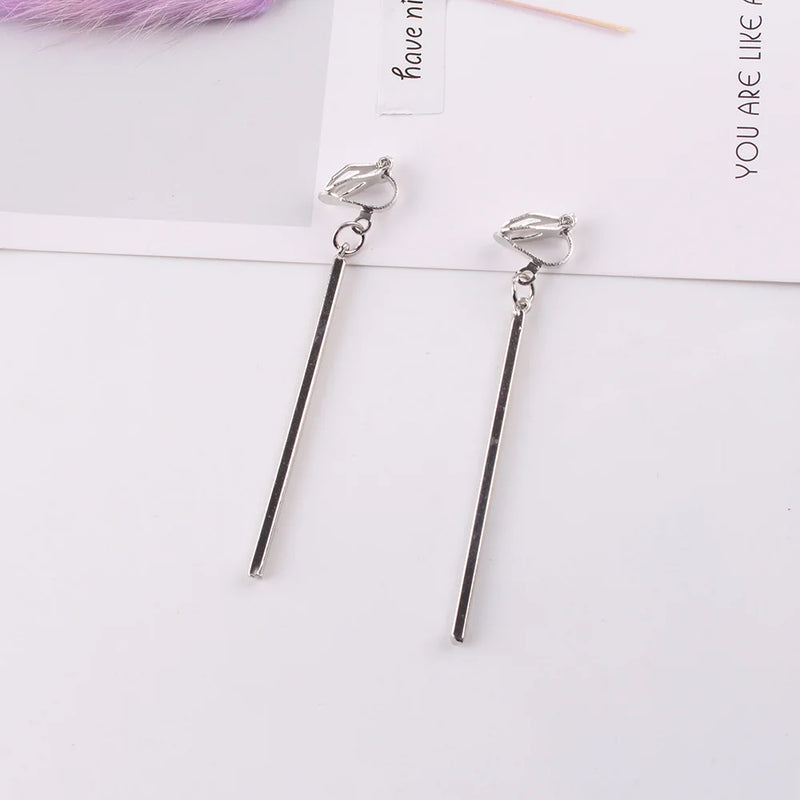 Korea Style Metal Strip Clip On Earrings Women No Ear Hole Earring