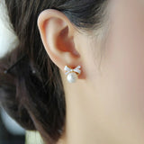 Korea Style Clip on Earring No Pierced for Women Charm Bowknot Earrings