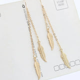 Alloy Feathers Clip-On Earrings for Women - Party Wedding Ear Jewelry
