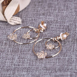 Long Hollow Big Round Zircon Clip-On Earrings for Women