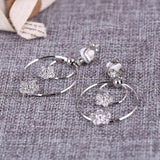 Long Hollow Big Round Zircon Clip-On Earrings for Women
