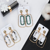 Acrylic Geometry Clip Earrings Non-Piercing Long Charm Jewelry