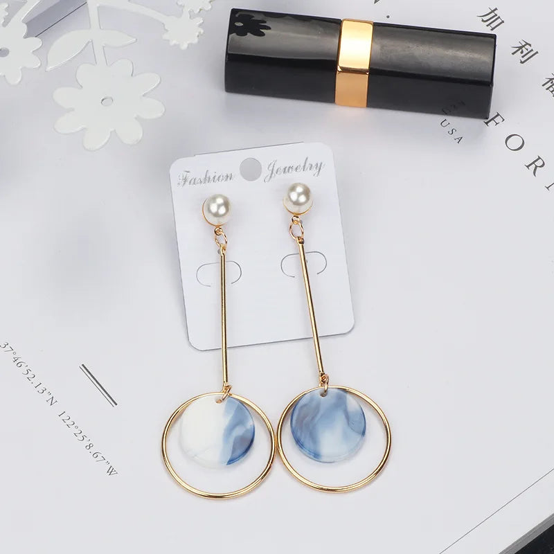 Acrylic Geometry Clip Earrings Non-Piercing Long Charm Jewelry