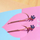 Rhinestone Flower Tassel Clip Earrings for Women