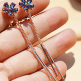 Rhinestone Flower Tassel Clip Earrings for Women