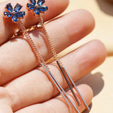 Rhinestone Flower Tassel Clip Earrings for Women