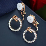 Rhinestone Round Charm Clip Earrings for Women