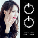 Rhinestone Round Charm Clip Earrings for Women