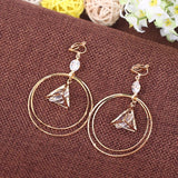 Zircon Clip-On Earrings for Women Geometric Female Jewelry