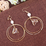 Zircon Clip-On Earrings for Women Geometric Female Jewelry