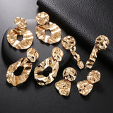 Vintage PUNK Clips Earrings Geometric Statement Metal Hanging Jewelry