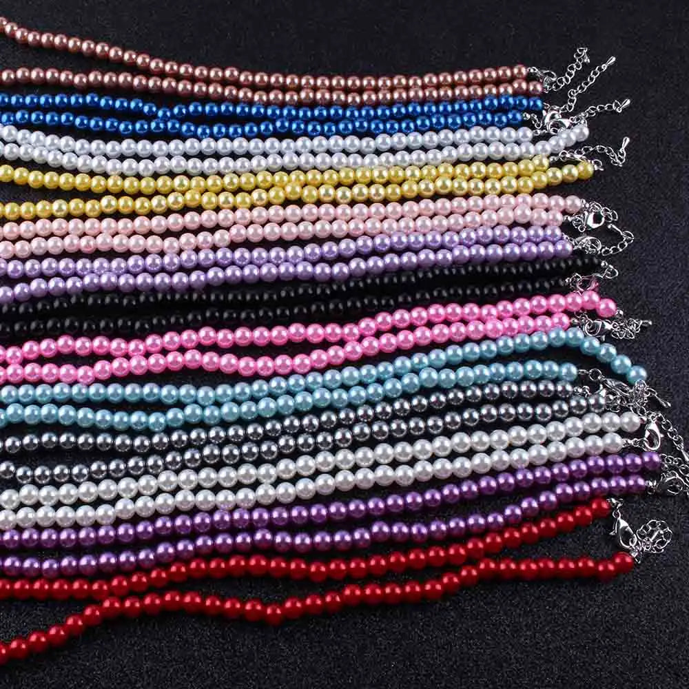 Vintage 8mm Pearl Statement Necklace for Women