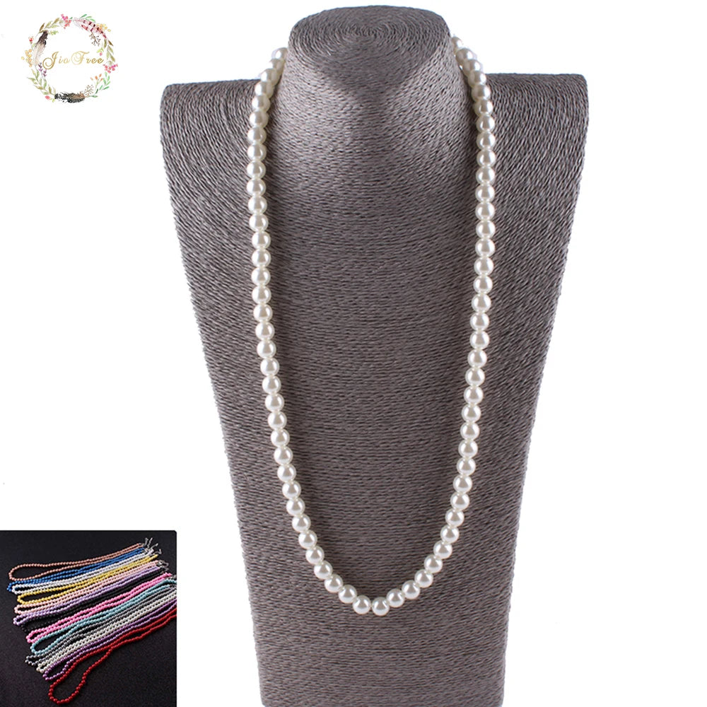 Vintage 8mm Pearl Statement Necklace for Women