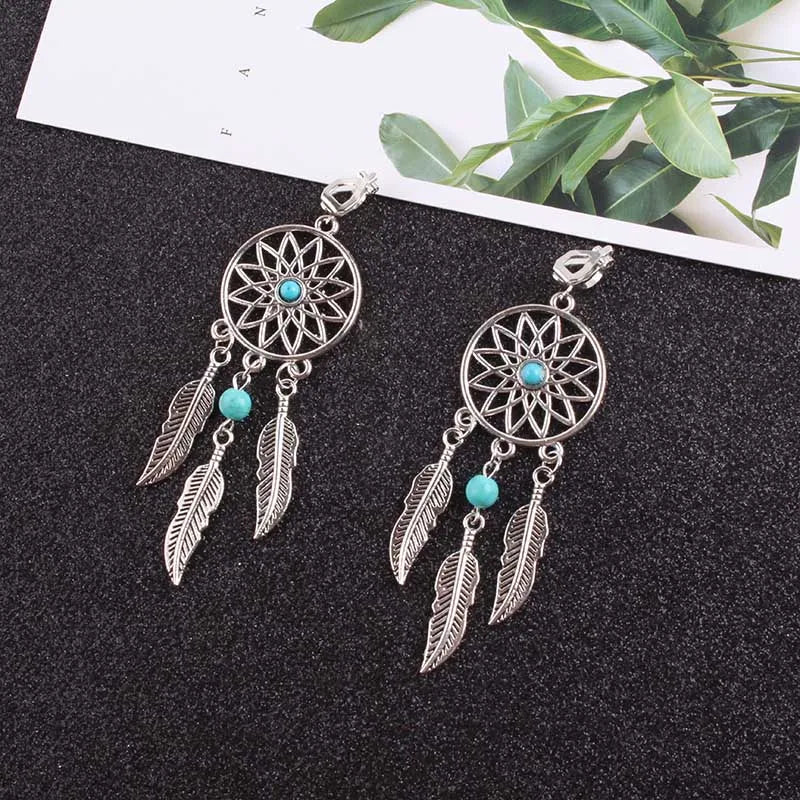 Vintage Dream Catcher Clip on Earrings for Women