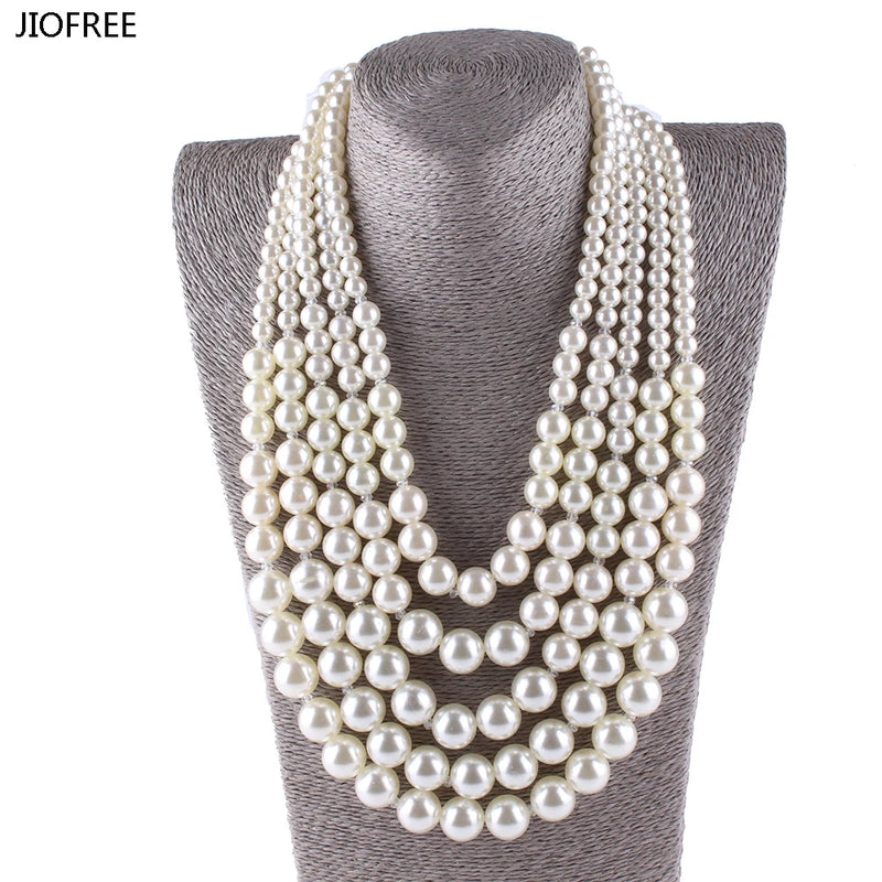Long Statement Pearl Necklace for Wedding Party
