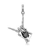 925 Sterling Silver Ace Skull Hand Cross Heart Pendant Necklace