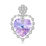 925 Silver Moon Unicorn Purple Heart Pendant Necklace
