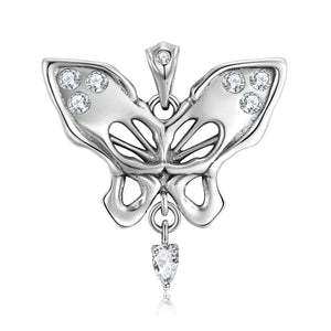 925 Silver Butterfly Heart Necklace for Women