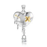 925 Silver Butterfly Heart Necklace for Women