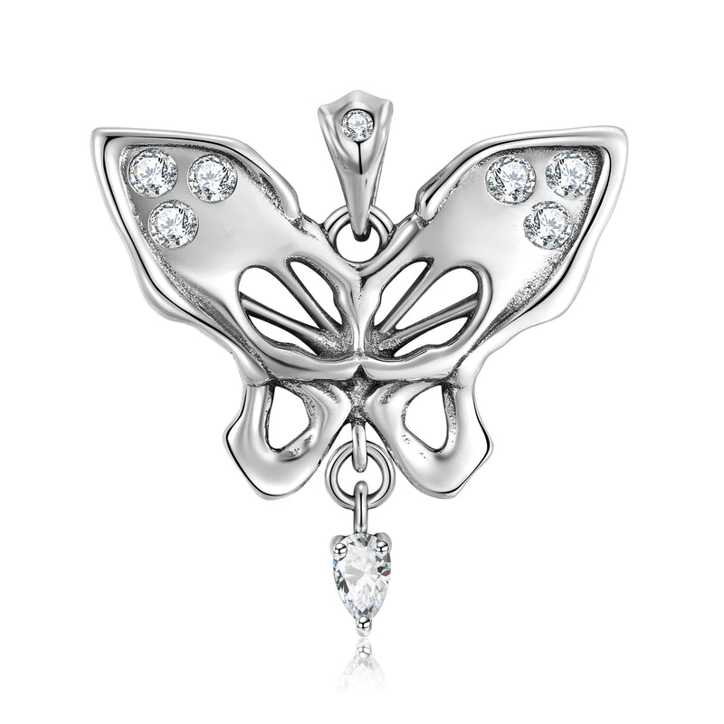 925 Silver Butterfly Heart Necklace for Women