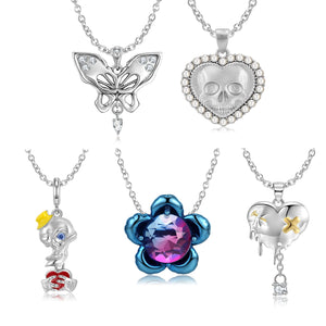 925 Silver Butterfly Heart Necklace for Women